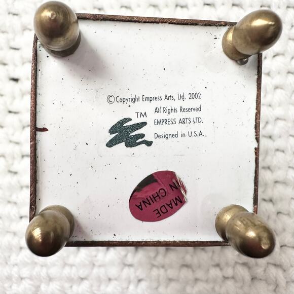 Empress Art 2002 Vintage USA Made Blue Green Floral Stamp Dispenser Hinged Box - Picture 9 of 9